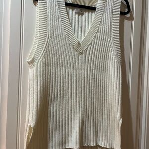 Off-White Ribbed Knit Sweater Top/Vest
